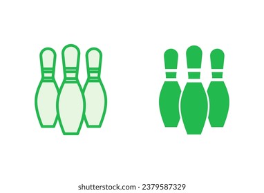 Bowling icon set. bowling ball and pin icon. bowling pins