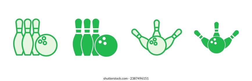 Bowling icon set. bowling ball and pin icon. bowling pins