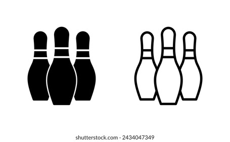 Bowling icon set. bowling ball and pin icon. bowling pins