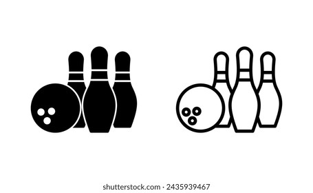 Bowling icon set. bowling ball and pin icon. bowling pins