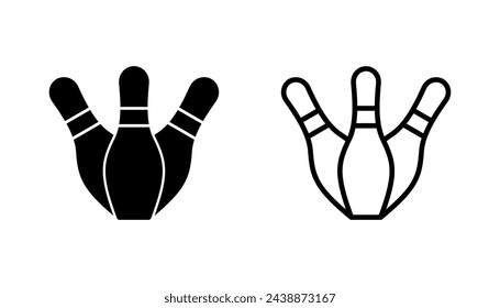 Bowling icon set. bowling ball and pin icon. bowling pins