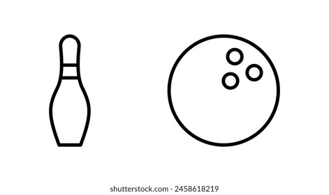 Bowling icon set. bowling ball and pin icon. bowling pins