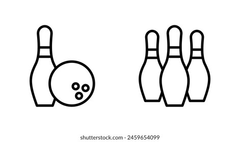 Bowling icon set. bowling ball and pin icon. bowling pins