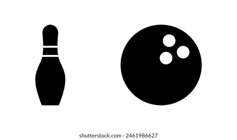 Bowling icon set. bowling ball and pin icon. bowling pins