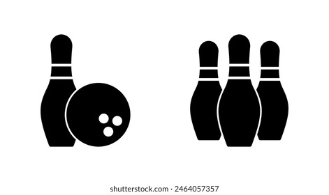 Bowling icon set. bowling ball and pin icon. bowling pins