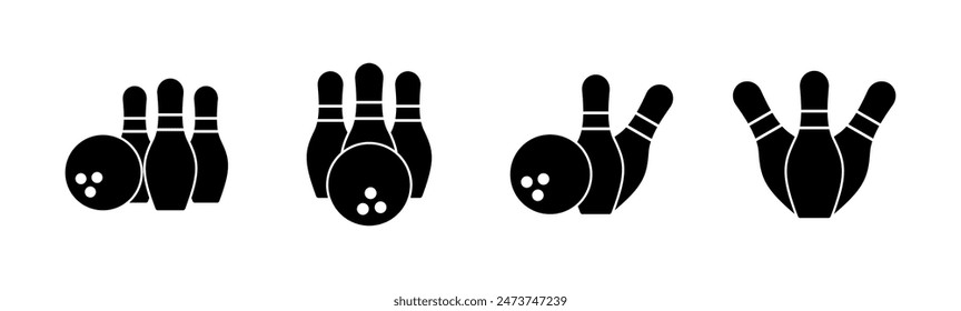 Bowling icon set. bowling ball and pin icon. bowling pins