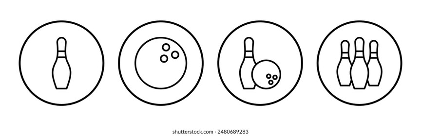 Bowling icon set. bowling ball and pin icon. bowling pins