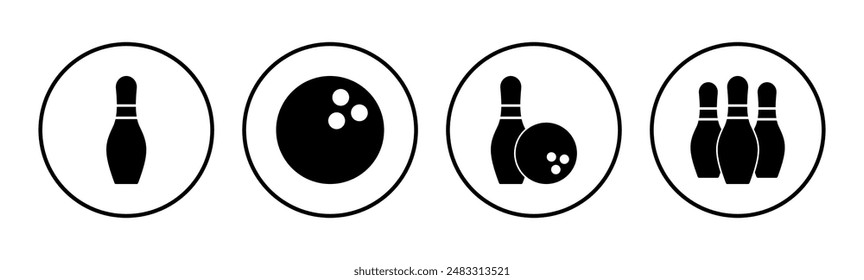 Bowling icon set. bowling ball and pin icon. bowling pins