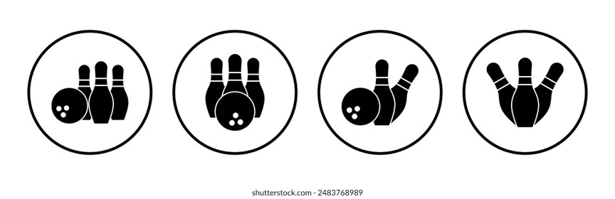 Bowling-Icon-Set. Bowling-Ball und Pin-Icon. Bowling-Pins