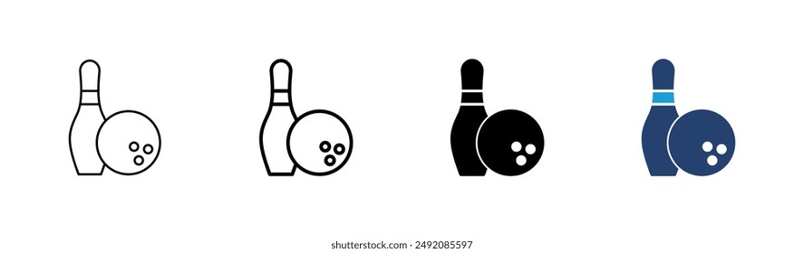 Bowling icon set. bowling ball and pin icon. bowling pins