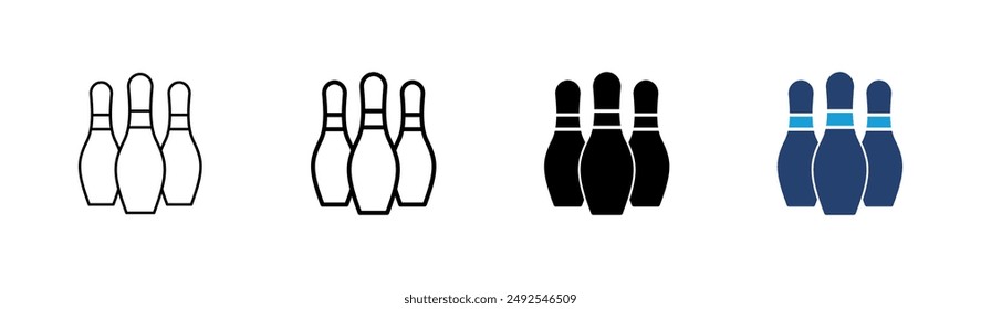 Bowling icon set. bowling ball and pin icon. bowling pins