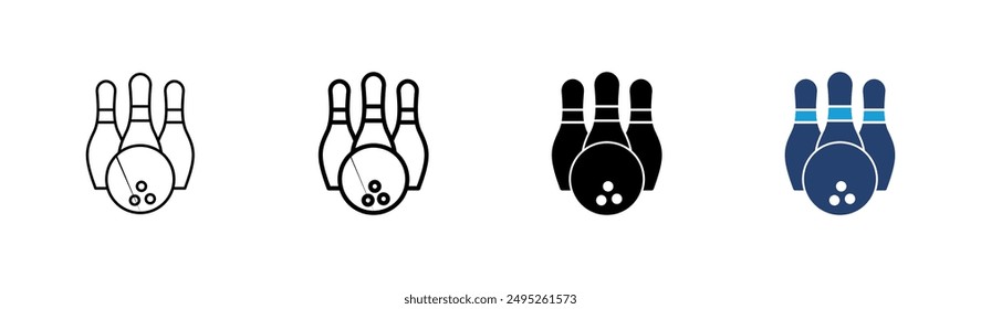 Bowling icon set. bowling ball and pin icon. bowling pins