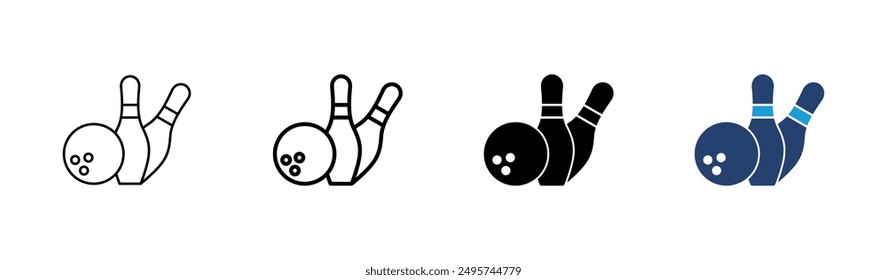 Bowling icon set. bowling ball and pin icon. bowling pins