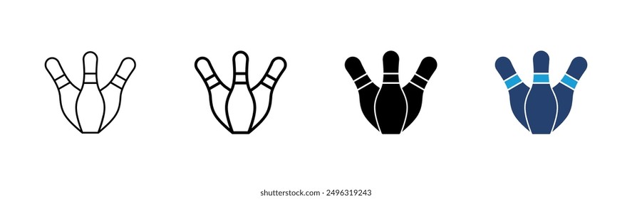 Bowling icon set. bowling ball and pin icon. bowling pins