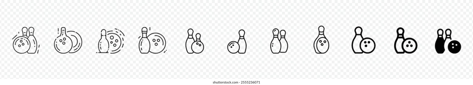 Bowling icon, Bowling icon set. bowling ball and pin icon. bowling pins