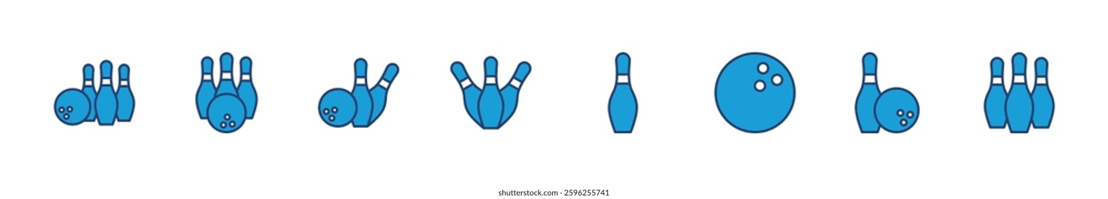 Bowling icon set. bowling ball and pin icon. bowling pins