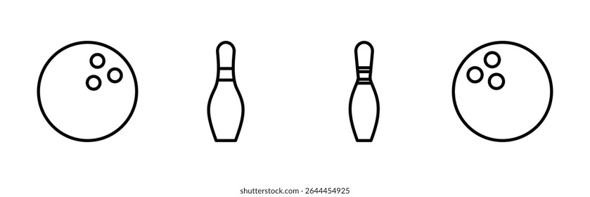 Bowling icon set. bowling ball and pin icon. bowling pins