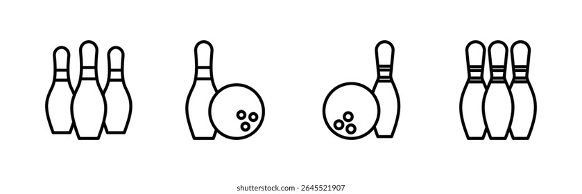 Bowling icon set. bowling ball and pin icon. bowling pins