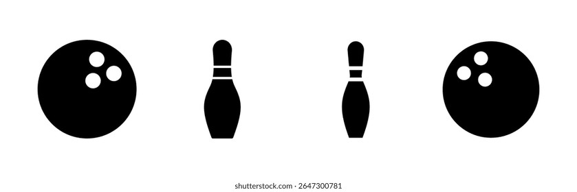 Bowling icon set. bowling ball and pin icon. bowling pins