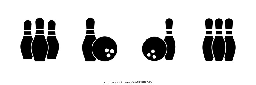 Bowling icon set. bowling ball and pin icon. bowling pins