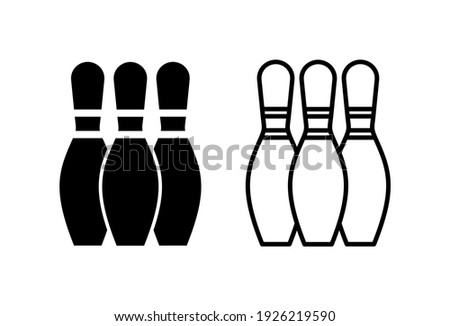 Bowling icon set. bowling ball and pin icon. bowling pins