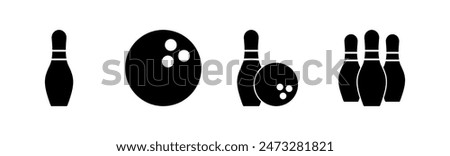 Bowling icon set. bowling ball and pin icon. bowling pins