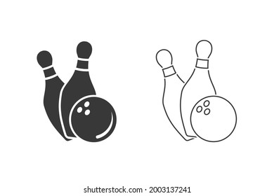 Bowling icon set in flat style. Vector