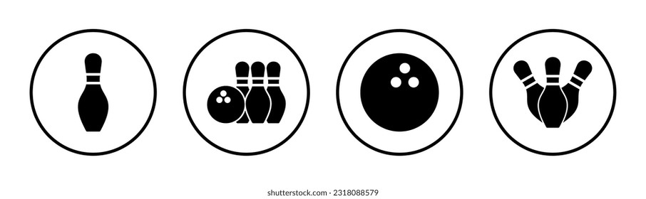 Bowling icon set illustration. bowling ball and pin sign and symbol.