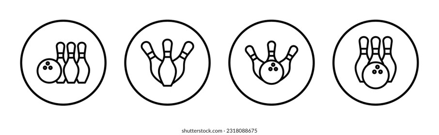 Bowling icon set illustration. bowling ball and pin sign and symbol.