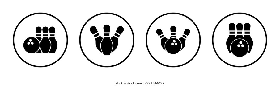 Bowling icon set illustration. bowling ball and pin sign and symbol.