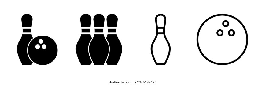 Bowling icon set illustration. bowling ball and pin sign and symbol.