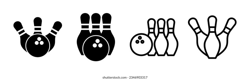 Bowling icon set illustration. bowling ball and pin sign and symbol.