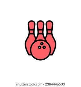 Bowling icon set illustration. bowling ball and pin sign and symbol.