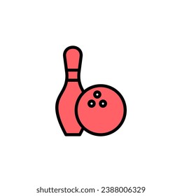 Bowling icon set illustration. bowling ball and pin sign and symbol.