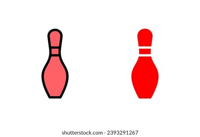 Ilustración de juego de iconos de bolos. bola de boliche, signo y símbolo de pin.
