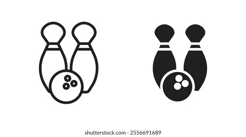 Bowling icon set in Thin line black color.