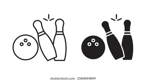 Bowling icon set in thin line. vector illustrations for web