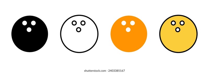 Vector de conjunto de iconos de bolas. bola de boliche, signo y símbolo de pin.