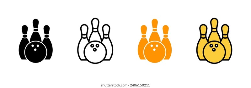 Vector de conjunto de iconos de bolas. bola de boliche, signo y símbolo de pin.