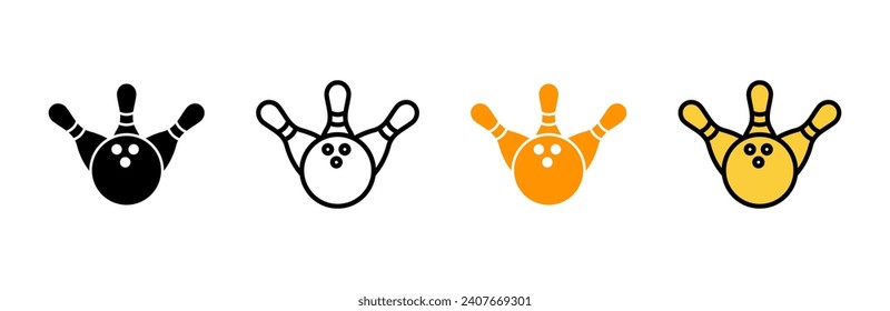 Vector de conjunto de iconos de bolas. bola de boliche, signo y símbolo de pin.