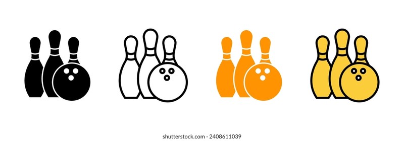 Vector de conjunto de iconos de bolas. bola de boliche, signo y símbolo de pin.