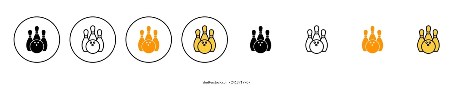 Vector de conjunto de iconos de bolas. bola de boliche, signo y símbolo de pin.