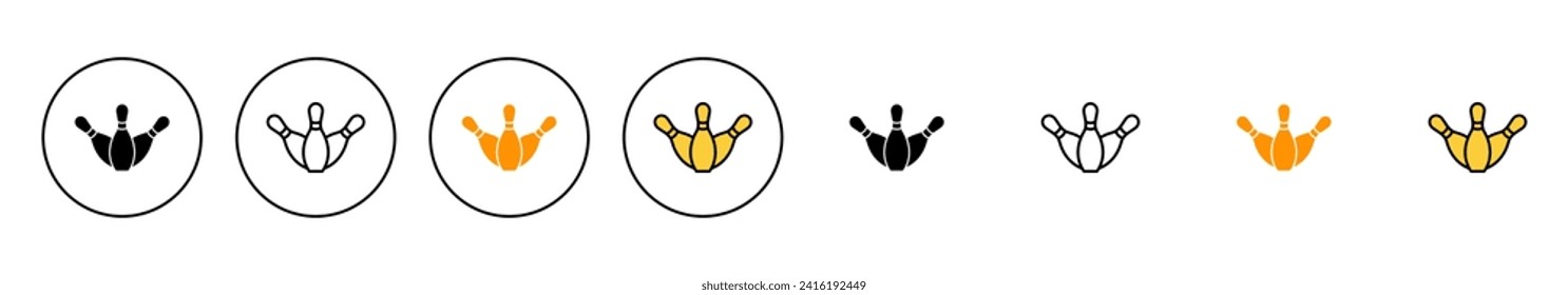 Vector de conjunto de iconos de bolas. bola de boliche, signo y símbolo de pin.