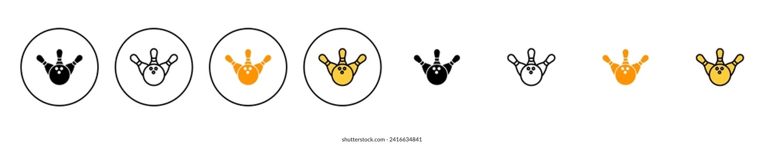 Vector de conjunto de iconos de bolas. bola de boliche, signo y símbolo de pin.