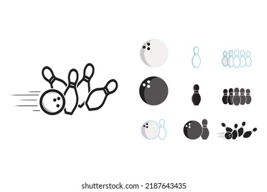 bowling icon set vector design template white background