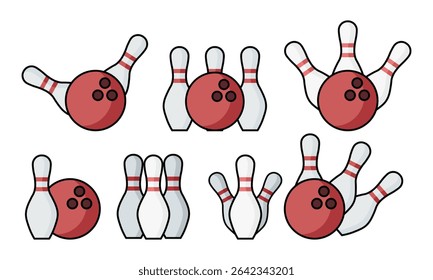 Bowling icon set. Vector illustration.