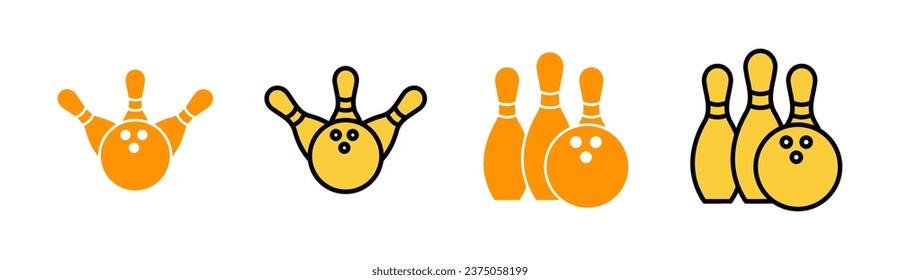 Bowling icon set for web and mobile app. bowling ball and pin sign and symbol.