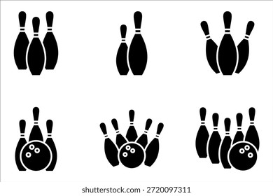 Bowling Icon Set. mit weißem Hintergrund.