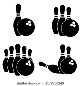 Bowling icon, silhouette, logo on white background