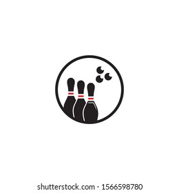 Bowling icon  silhouette  logo on white background